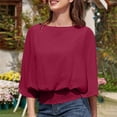 thumbnail image 4 of Endives Women's Chiffon Shirt Blouses Casual Boat Neck Chiffon Blouses Batwing Tops Tunic Top Spring Outfit Red, 4 of 7