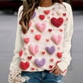 thumbnail image 2 of VALMASS Chandails en Molleton Col Rond pour Femmes Saint-Valentin Imprimé Floral Manches Longues Mode Décontractée Blouses Sans Capuche (m, Rose-F), 2 of 3