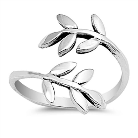 Sterling Silver Adjustable Leaf Wrap Ring Midi Spoon Band 925 New Jewelry Female Unisex