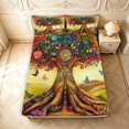thumbnail image 5 of Homewish Colorful Nature Tree Queen Sheets,Romantic Butterflies Floral Queen Sheet Sets,Yellow Green,4 Pieces,1 Flat Sheet, 1 Fitted Sheet and 2 Pillowcases, 5 of 6