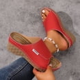 thumbnail image 4 of Wedge Sandals for Women Fashion Splice Leather Open Toe Platform Slip on Mules Summer Casual Lightweight Slides Red Size 7.5, 4 of 6
