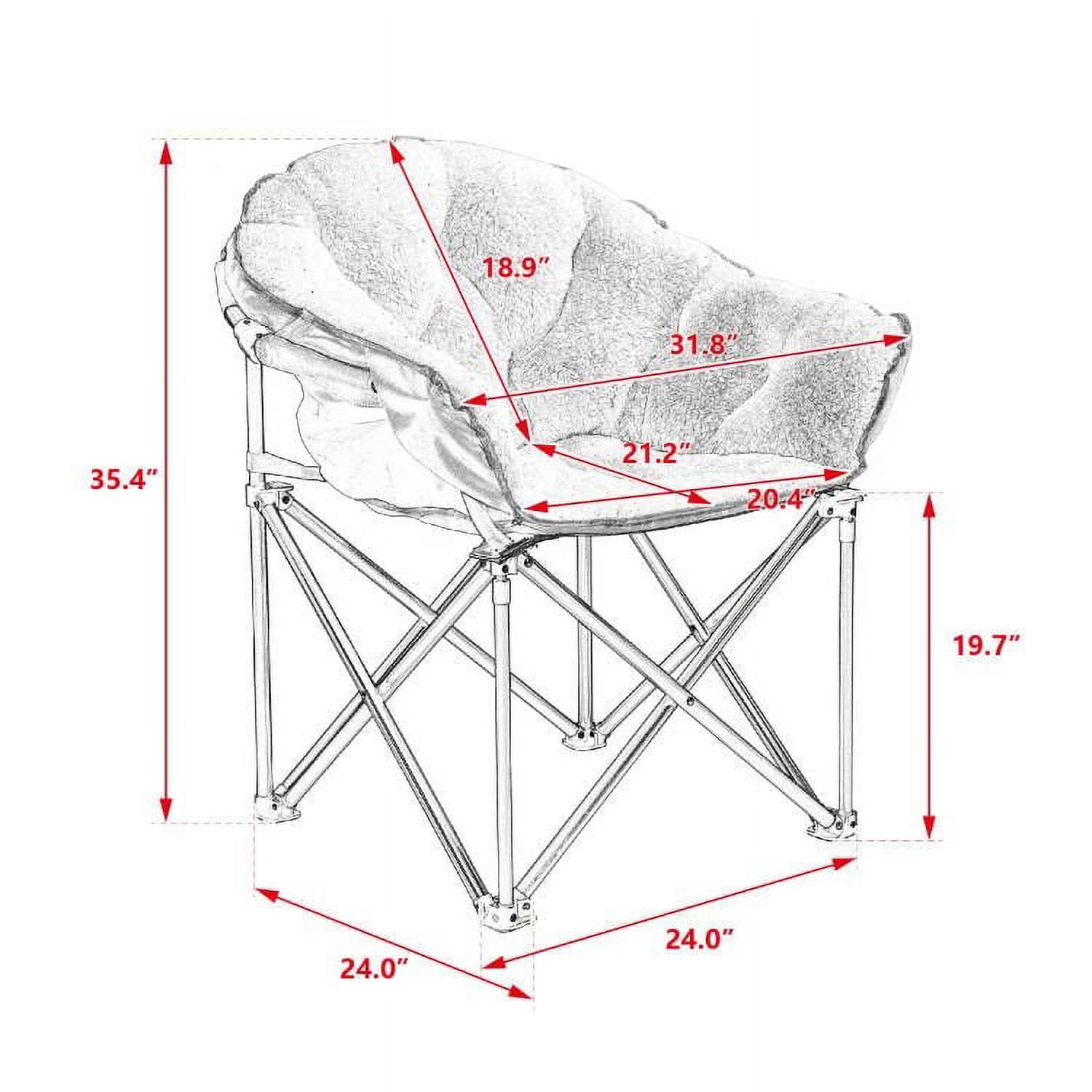 Comfy Saucer Chair, Folding Faux Fur Lounge Chair with Steel Frame & Solid  Back, Portable Camping Chair Flexible Seating for Kids Teens Adults,  Leisure Chair for Living Room, X-Large (Gray) 