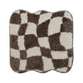 thumbnail image 2 of SDJMa 100% Cotton Tufted Bathroom Rugs Luxurious Plush Brown and White Pattern Bath Mat Absorbent, Quick Dry, Spa Design Shower Room Décor, Rectangle 15.7" x 15.7", 2 of 6