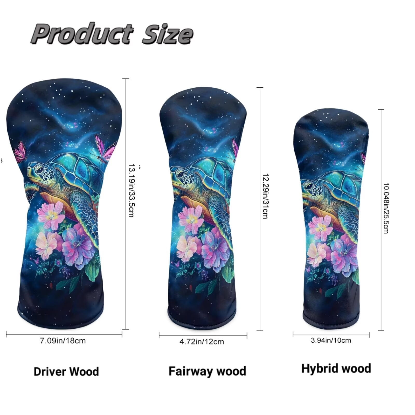 Uorisanigo Boho Turtle Golf Club Covers Set, Driver Fariway Wood Hybrid Headcover Set of 3, 3/5 Woods Headcover Leather Golf Club Head Covers, Golfer Gift Accessory for Women Men