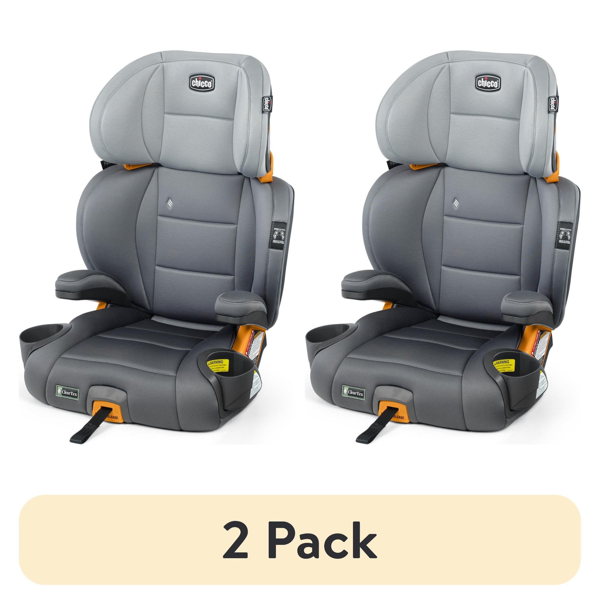 (2 pack) Chicco KidFit ClearTex Plus 2-in-1 Belt Positioning Booster Car Seat - Drift (Grey)