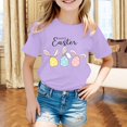 thumbnail image 2 of Girls Shirts Size 12-14 Easter Fashion Prints Shirt Short Sleeve Casual Crewneck T-Shirts Soft and Comfortable Summer Tees Children Clothing Purple 6-7 Years, 2 of 4