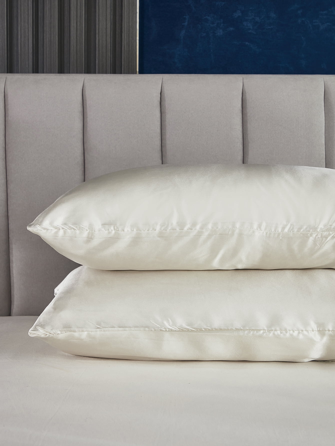 Move Over Taupe Satin Pillowcases King, Silk like Satin Pillow Cover Set of 2, Silky Microfiber Solid Pattern, 2 Pack