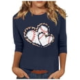 thumbnail image 2 of Tittly T Shirts for Women Graphic Tees Women Baseball Mom Tshirt Baseball Heart Graphic Tee Funny Short Sleeve Tops Tshirts Shirts Spring Tops for Women Navy XL, 2 of 5