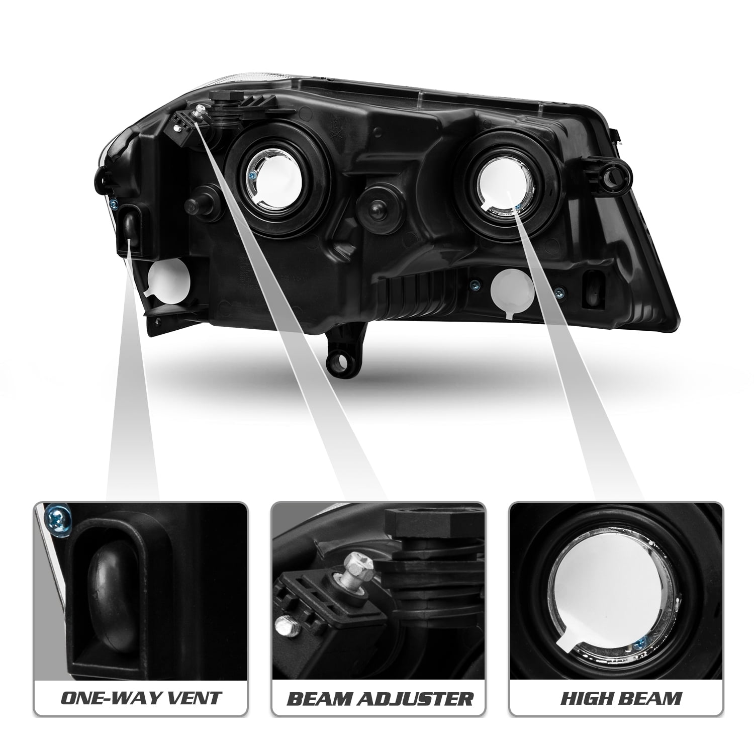 For 2008-2014 Dodge Avenger  Black Clear Headlight Assembly Headlamps Left+Right