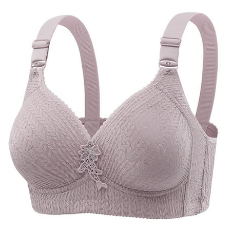Bras for Women Plus Size Embroidery Steel Hoop Push Up Full Coverage Breathable Yoga Workout Everyday Bra Purple 3 38 C