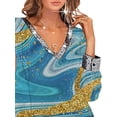 thumbnail image 3 of DYMADE Women Plus Size Splice Sequin Off Shoulder Print V-neck Dress, 3 of 4
