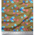 thumbnail image 1 of Soimoi Tissu Popeline de Coton Feuilles & Roses Imprimé Floral 1 Yard 56 Pouces de Large, 1 of 3