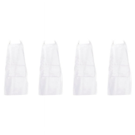 4X Bib Apron with Pockets Thicken Cotton Polyester Blend Cooking Kitchen Restaurant(White)