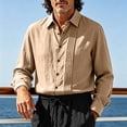 thumbnail image 6 of IhhxPro Men's Linen Button down Shirt Breathable Lightweight Fit Button-Up Pleated Dress Casual Summer Wedding Office Vacation Slim Long Sleeve Solid S-3XL, 6 of 9