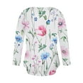 thumbnail image 5 of Women's Floral Print V Neck T-Shirt Long Sleeve Modern Design Loose Fit Business Casual Everyday Top, 5 of 6