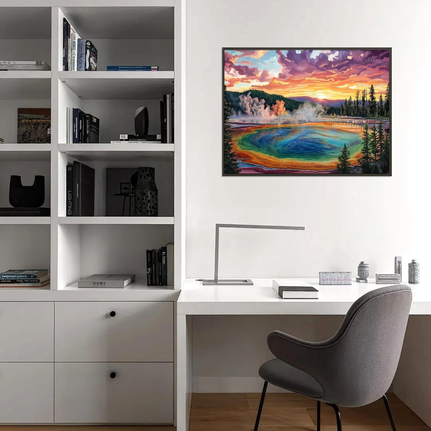 Adult diamond art set, adult diamond painting set, Yellowstone National Park 5D diamond painting set with diamond art accessories, suitable for home wall decoration 16 x 20 inches frameless