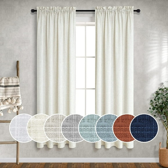 yubcxhop Rideaux Jaune Moutarde 54 Pouces Longueur pour Chambre Enfants 2 Panneaux Poche Tringle Décor Automne Chaud Filtrant la Lumière Lin Semi-Transparent Doré Or Rideau pour Salon