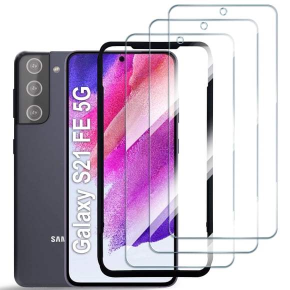 Aacl Galaxy S21 Fe Protector De Pantalla De Vidrio Templado Para Samsung Galaxy S21 Fe 5G 6.4 Pulgadas [Soporte De Desbloqueo De Huellas Dactilares] [Cobertura De Pantalla Completa (Excepto Bordes)] [