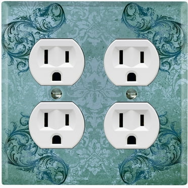 Metal Light Switch Plate Cover Sea Green Elegant Damask Wallpaper WAL030