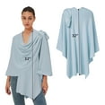 thumbnail image 2 of PULI Womens Large Cross Front Poncho Sweater Wrap Topper Knitted Elegant Shawls Cape, 2 of 11