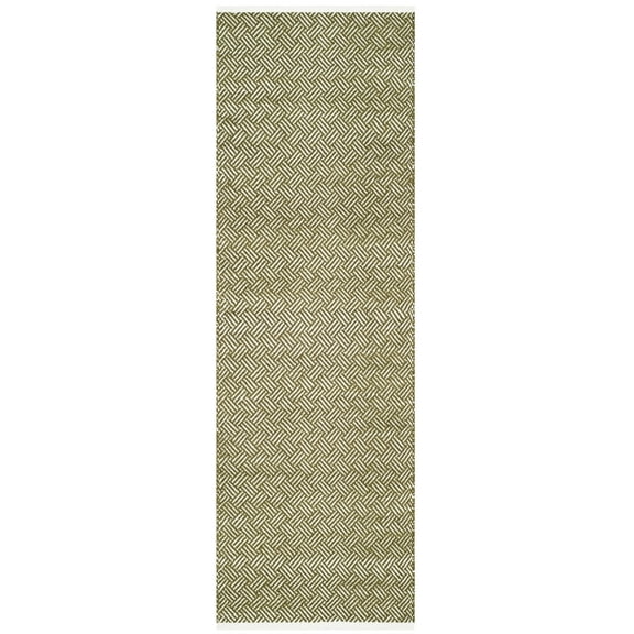 SAFAVIEH Boston Donnchad Striped Cotton Runner Rug, Olive, 2'3" x 7'