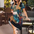 thumbnail image 3 of Fotbe Robe Motif Aigle Vitrail USA Décontractée Mode Femme Manches Courtes Robe Maxi Robe T-Shirt Rayée Longue à Blocs de Couleur, 3 of 6