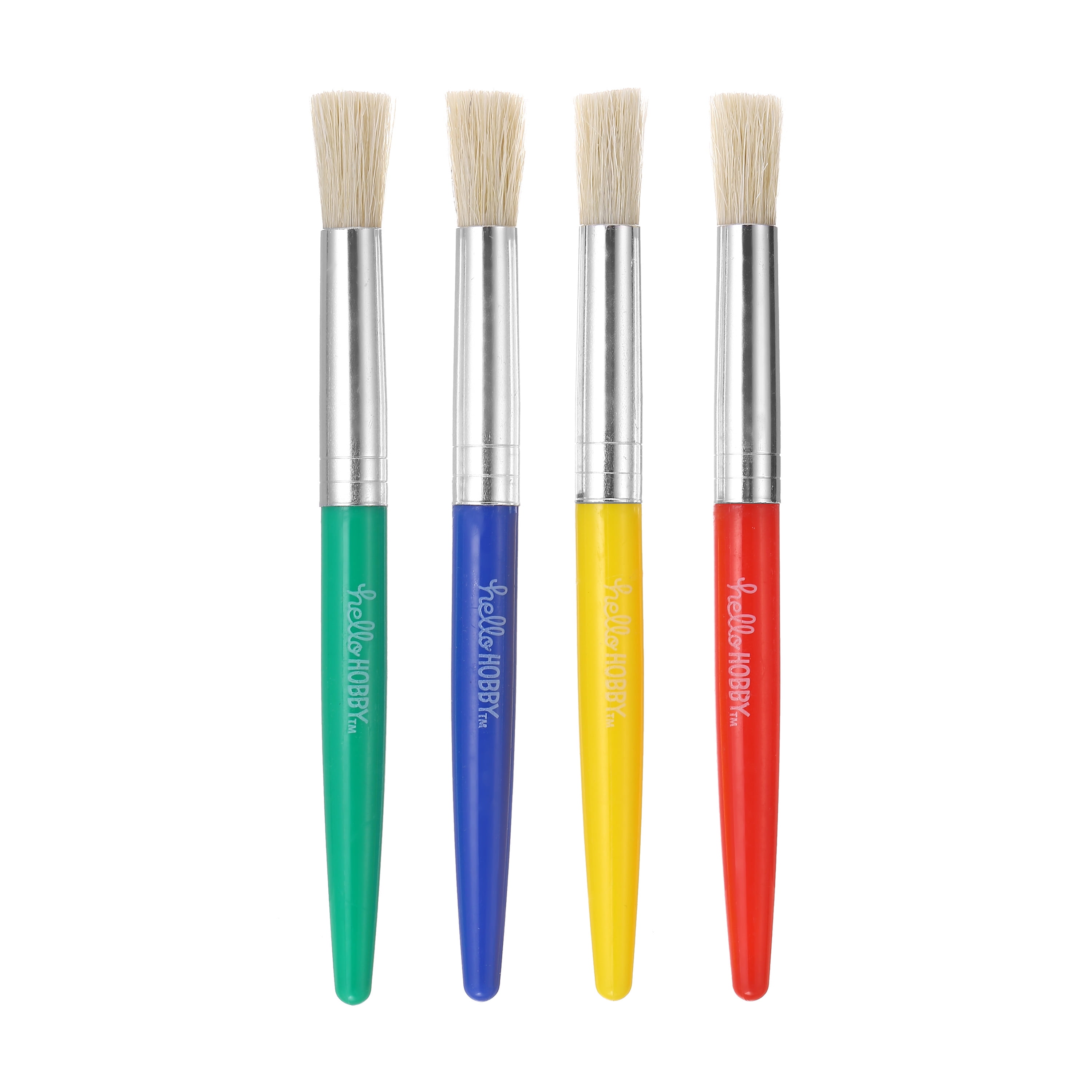 Hello Hobby Round Hog Bristle Art Brushes (4 Pieces)