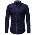 thumbnail image 1 of Hombres Casual Doble Cuello Botones de Puerta Slim Fit Sólido Manga Larga Blusa de Moda Camisa Odeerbi ODB-6, 1 of 5