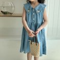 thumbnail image 3 of Vestido vaquero sin mangas de estilo coreano para niña, ropa para niño de 1 a 10 años, bonito vestido de princesa de tela fina con solapa para verano 2025, 3 of 6