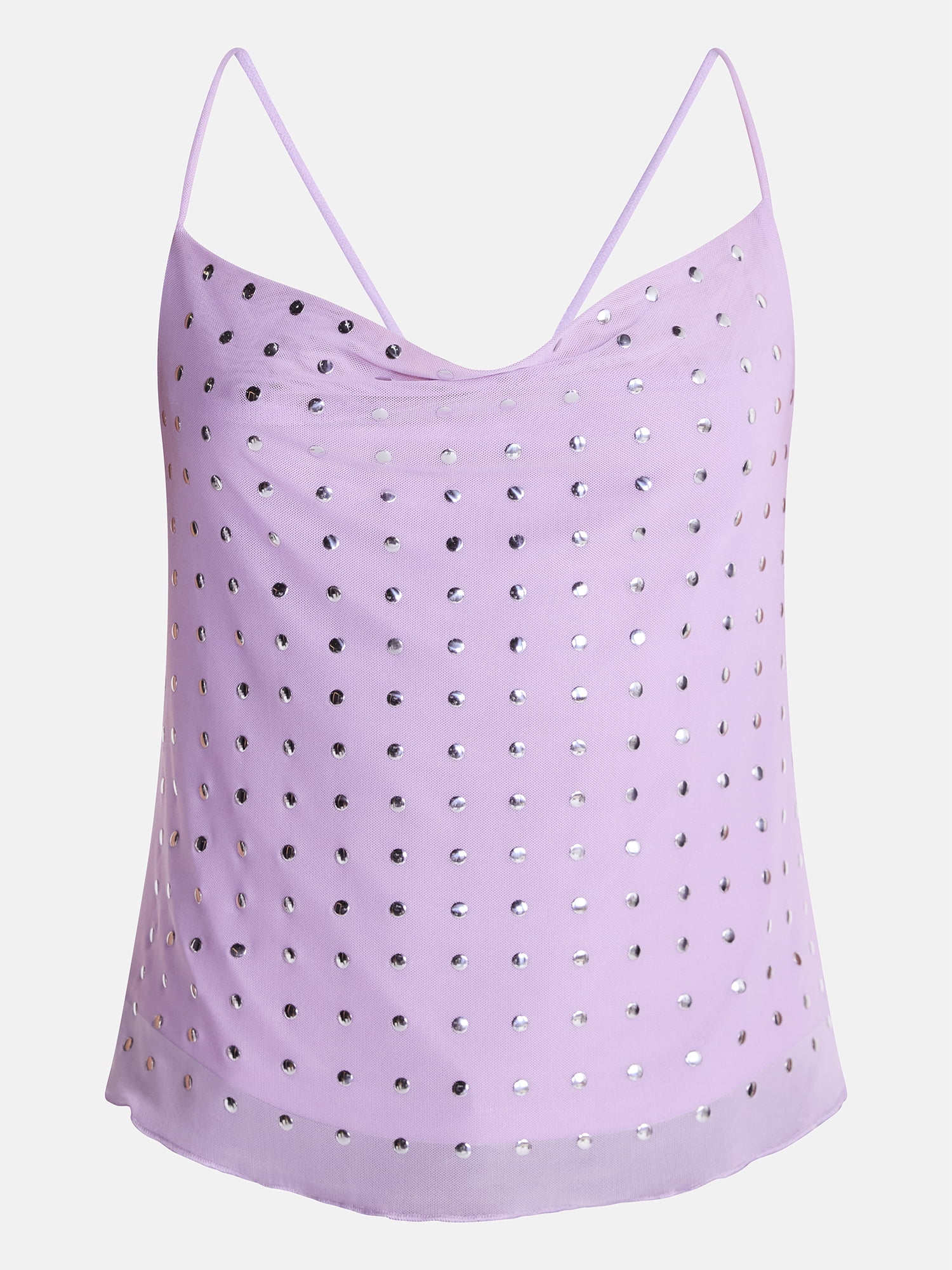 No Boundaries Studded Cowl Neck Cami, Women's XXS-XXL