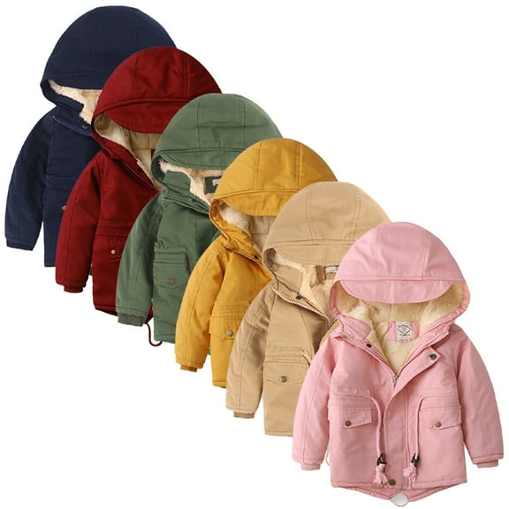 Godderr 3-10 Years Old Boys Girls Hooded down Jacket Coats for Kids,Padded Thickened Hoodie Winter Coats Jacket,Long-Sleeved Zipper Button Cardigan Jacket Tops