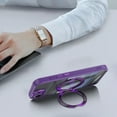 thumbnail image 4 of Compatible for iPhone 16e Phone Case with Stand, Rotatable Ring Holder Kickstand Rugged Shockproof Protective Cover Case with Camera Lens Protector for iPhone 16e, Darkpurple, 4 of 10