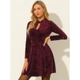thumbnail image 4 of DARING DIVA Women's Prom Choker Neck High Waist Velvet Mini Dress XS Burgundy, 4 of 6