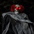 thumbnail image 6 of Clown Decor, 35*24in Ragged Gauze Horror Clown Ghost with LED Red Eyes, Door Hanging Prop, Spooky Ornament for Outdoor Yard, Porch, Entryway, Halloween Haunted Door Decoration, 6 of 7