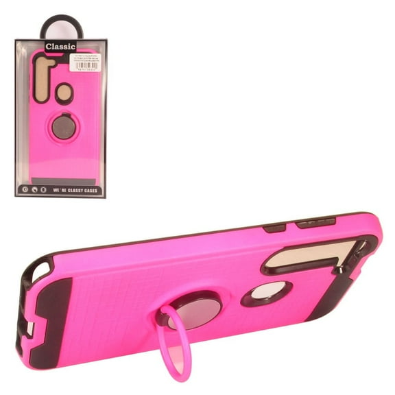 GSA Brushed Case w/Ring Stand for Moto G Stylus 2020, XT2043 - Hot Pink/Black