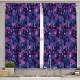 thumbnail image 2 of Mystical Valance & Tier Curtain 3 pcs Set, Trippy Magic Whimsical Starry Night with Moon Sun and Planets Print, Window Treatments for Kitchen Room Decor, 55" x 36", Dark Night Blue Fuchsia, 2 of 6