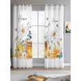 thumbnail image 2 of White Daisy Sheer Curtains 84 Inch Length 2 Panels Set for Living Room/Bedroom, Spring Floral Elegant Farmhouse Botanical Bees Kitchen Curtains Grommet Semi-Sheer Curtains Window Treatments 52"x84"x2, 2 of 7
