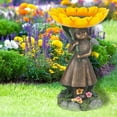 thumbnail image 3 of Mdesiwst Resin Statue Sturdy Waterproof Yellow Sunflower Decor Eco-friendly Bird Bath Figurine for Lawn, 3 of 7