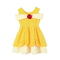 thumbnail image 3 of Vestido de princesa de algodón para niñas pequeñas, ropa informal de fiesta de cumpleaños, vacaciones, sirena, melocotón, Elsa, Anna, blanca, nieve, Verano, 3 of 5