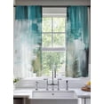 thumbnail image 2 of Abstract Art Sheer Curtains 72 inches Long, Turquoise White Paint Texture Gradient Retro Light Filtering Sheer Window Curtains Rod Pocket Voile Drapes for Bedroom Living Room, 2 Panels 52"W x 72"L, 2 of 7