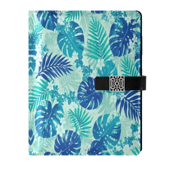 Leather Planner Leather Notebook Notebook Journal Binder Design Pen Pocket Design Convenient for Storage Monstera Teal Leaf