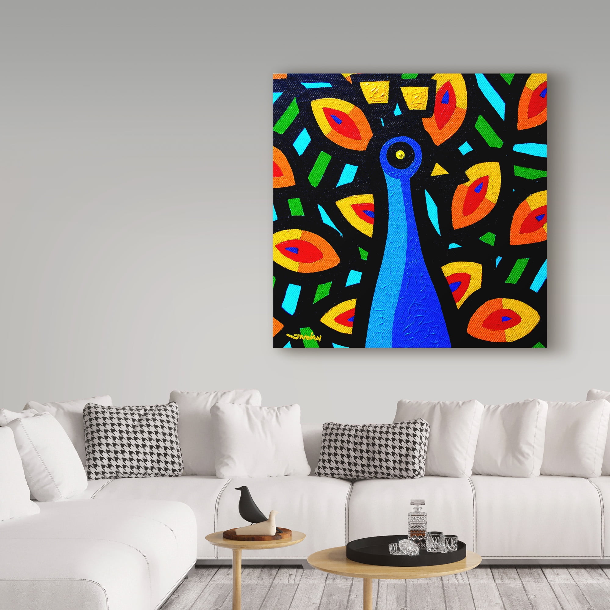 Trademark Fine Art 'Peacock Geo 3' Canvas Art by John Nolan