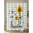 thumbnail image 4 of Shower Curtain Waterproof for Bathroom 72x84 Inch, Bee Sunflower Bath Curtain for Bath Stalls and Tub Sage Green Plaid You Are My Sunshine Decorative Shower Curtains with Hooks, 4 of 8