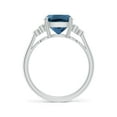 thumbnail image 2 of ANGARA Natural Cushion 3.2 ct London Blue Topaz Ring with Trio Bezel Diamonds in 14K White Gold for Women (Size-10x8mm) | November Birthstone Jewelry for Women | London Blue Topaz Ring (Ring Size - 4), 2 of 10