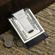 Personalized Black Leather Money Clip/Credit Card Holder