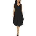 thumbnail image 4 of INSPIRE CHIC Women's Summer Sleeveless V Neck Dress Casual Midi Beach Dress with Pockets Black S, 4 of 5