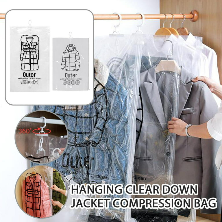 Hanging Closet Vacuum Storage Bags Medium and Large Size Organizer Saving  Space Wardrobe Compressed Hanger Clothes Organization