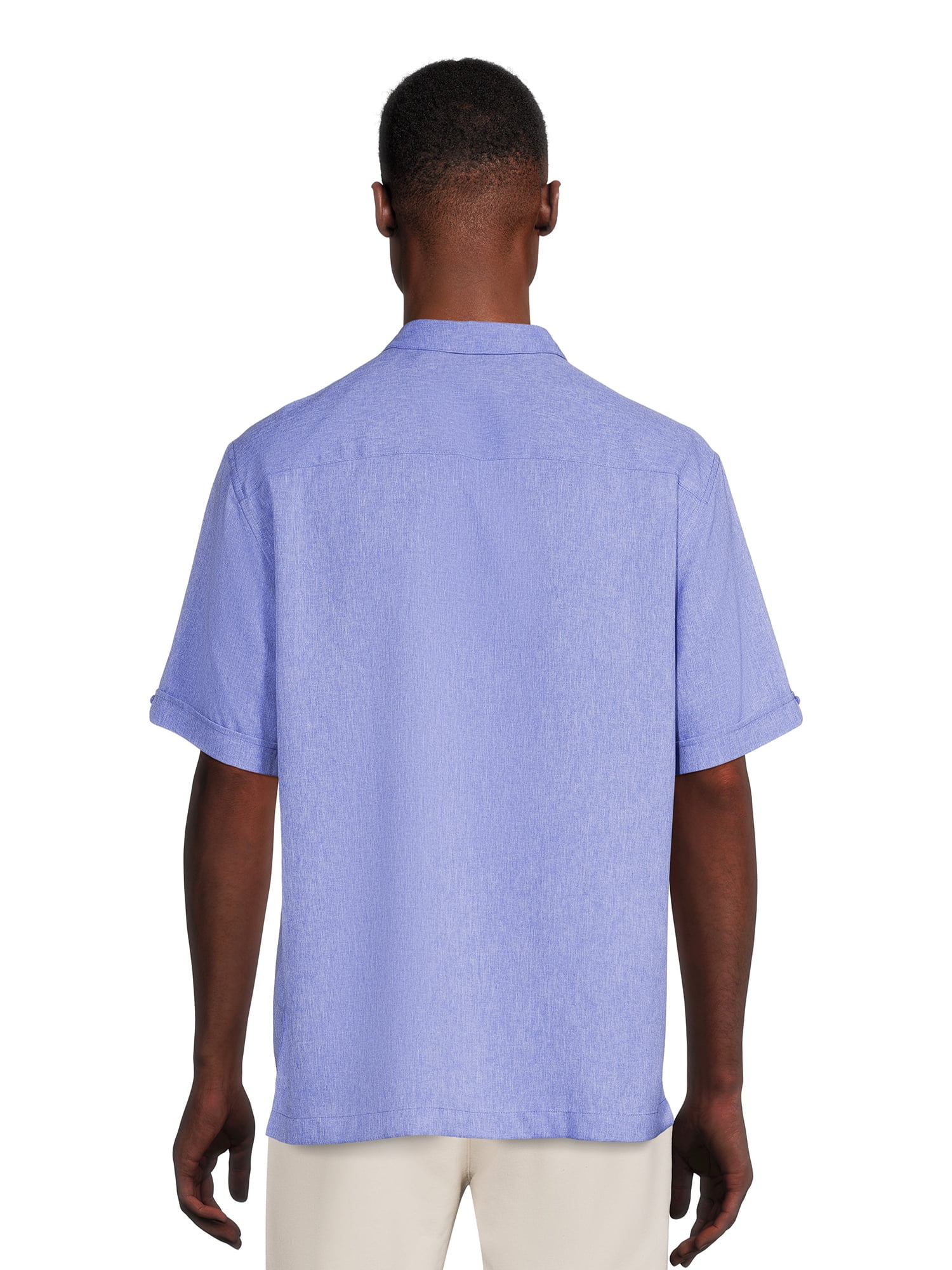 Cafe Luna Men’s Woven L-Shaped Print Short Sleeve Shirt