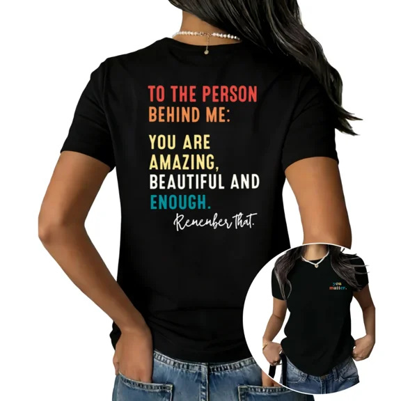 UNISHE Women's Inspirational Message Graphic Short Sleeve T-Shirt Casual Cotton Crewneck Top for Women