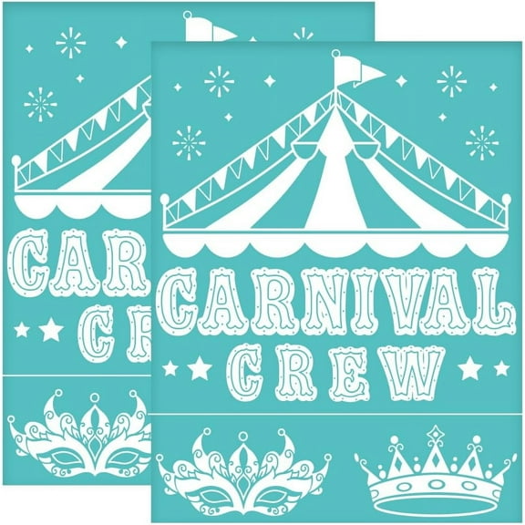 2Pcs 8.6x11 Inch Self-Adhesive Silk Screen Printing Stencil Carnival Crew Silk Screen Stencil Circus Mesh Stencils Reusable Mesh Stencils Transfer for DIY T-Shirt Fabric Painting DIY